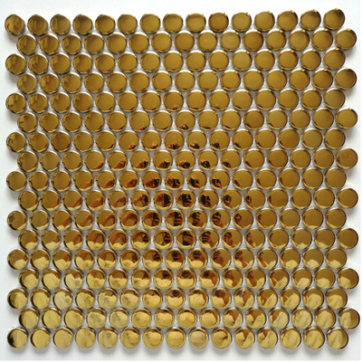 Factory Direct Supply Hotel Project 19mm Penny Round Shape Mosaic Gold Ceramic Tiles