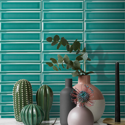 New Colorful Modern Design 68x280 mm Ceramic 3d Concave Glossy Subway Wall Tile