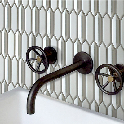 Foshan Elongated Picket Shaped Glossy Porcelain Long Hexagon Mosaic Tile For Backsplash Wall Design