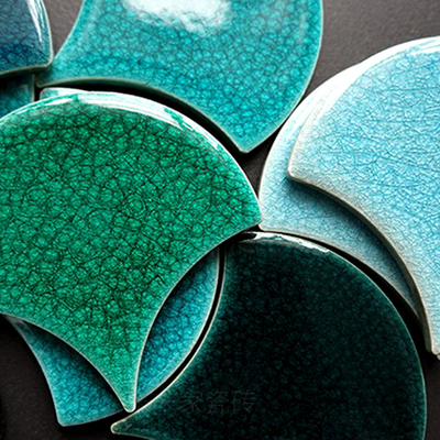 Hot Sale Ice Crackle Mosaic Fan Shaped Fish Scale Ceramic Tile &nbsp;For Kitchen Backsplash