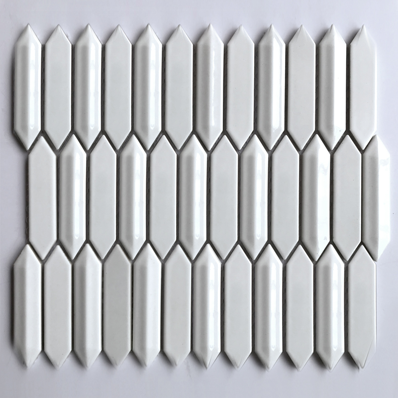 Foshan Elongated Picket Shaped Glossy Porcelain Long Hexagon Mosaic