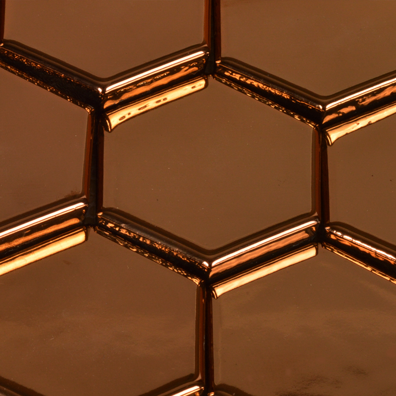 Fashion Beveled Hexagon Bronze Electroplated Mosaic Tile For Wall