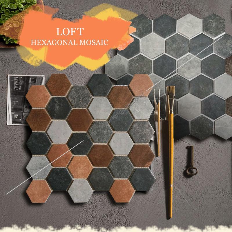 New Design Cheap Hexagonal Ink Interior Wall Tile Longju