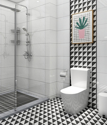 Foshan Factory Price Black White Triangle Geometric Pattern Porcelain Mosaic Tile