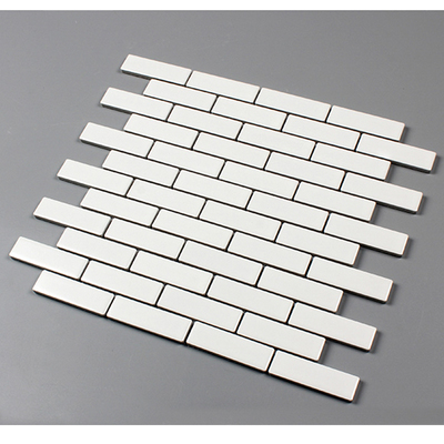 China Foshan Decorative White 22x72mm Strip Ceramic Mosaic For Dining Room 